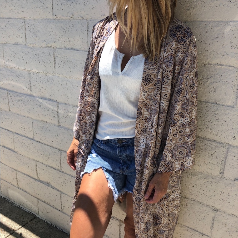 Paisley Patterned Kimono Cardigan